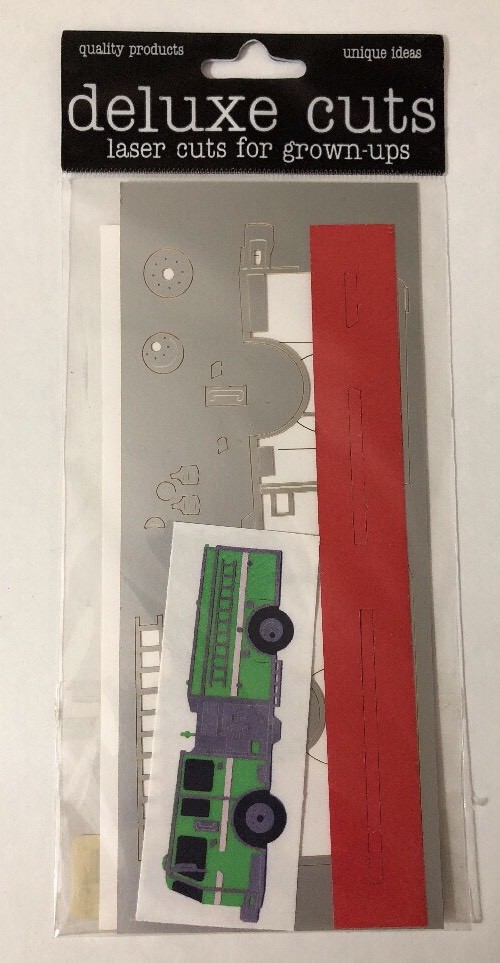 RED/WHT FIRE ENGINE Laser Die-Cut Kit(Makes 1Truck)Deluxe Cuts•Emergency Vehicle
