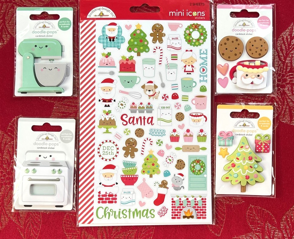 #811 – MADE WITH LOVE MILK & COOKIES CHRISTMAS BAKING DOODLE-POPS STICKERS