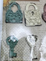 Craft Embellishments Metal Faux Lock Key Set Of 8 Pieces New 2014 Hobby Lobby