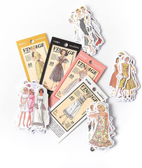 160 Pcs Vinyl Scrapbook Stickers Packs – Vintage People, Fashion, Lady, Sewing,