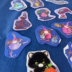 80s Stickers Vintage Hallmark Halloween Witches, Dragons Scratch Sniff Grape!!