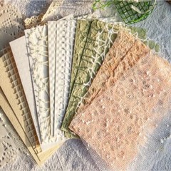 Handmade Scrapbook Paper, 16 Sheets Textured Paper Mesh Fabric Mix White