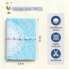Blue A5 Craft A5 Textured Scrapbook Paper & Mesh Fabric Set – Handmade Craft