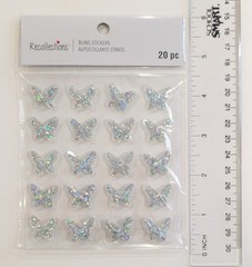 Silver Glitter Butterfly Bling Gems Scrapbooking Stickers By Recollections