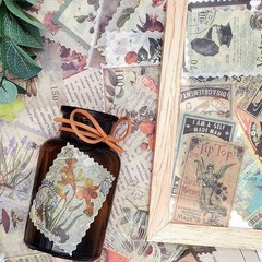 60pcs Vintage Postage Stamp Stickers, Aesthetic Modern Deco Paper Sticker for Sc
