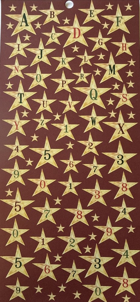 STAR ALPHABET Stickers(4-3/4”x10”)Letters•Words•Numbers•4th of July•Card Making•