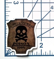 Poison Skull Sticker Apothecary Vinyl Die Cut Journaling Scrapbooking Goth Label