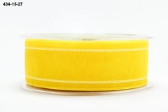 MAY ARTS RIBBONS~SHEER YELLOW RIBBON W/WHITE STITCHED EDGES~ 1.5 INCH X 1 YARD!
