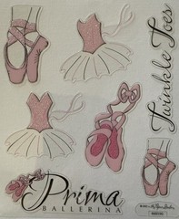 PRIMA BALLERINA Glitter Mylar Stickers(7pc)Paper Studio…Pointe Toes…Card Making…