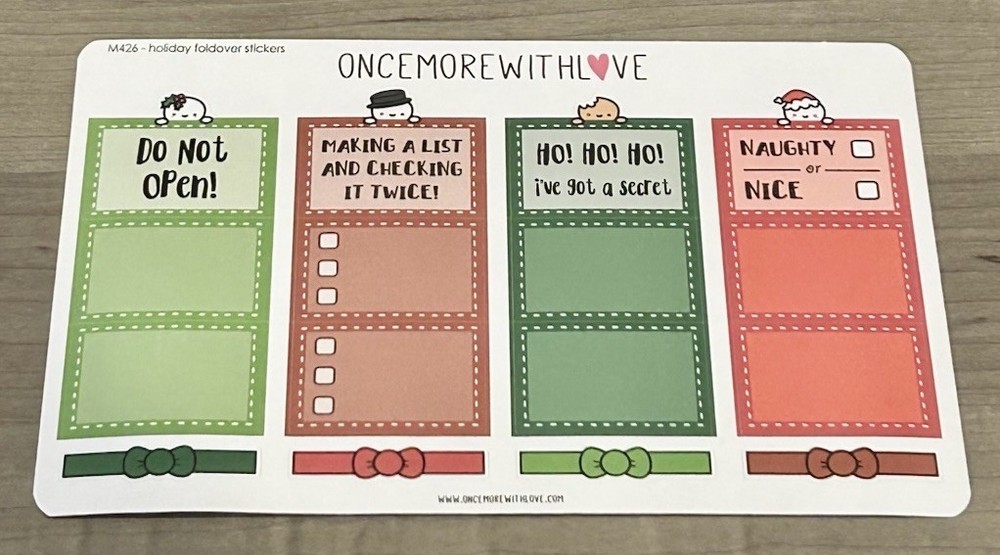 Once More With Love ❤️ Holiday Foldover Sticker Sheet OMWL Christmas Stickers
