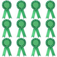 12 PCS Green Blank Award Ribbon Prize 1st Place Rosette Medal Recognition