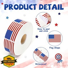 DECYOOL American Flag Stickers Roll 800 Pcs