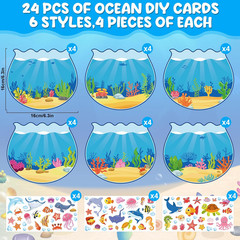 24PCS Summer Stickers Craft Kit for under the Sea Scene Creation
