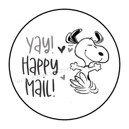 30 YAY HAPPY MAIL ENVELOPE SEALS LABELS STICKERS PARTY FAVORS 1.5″ ROUND