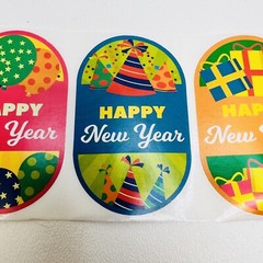 500 Happy New Year Stickers Roll Gift Tags Envelope Seal 2.5 X 1.5 Inch