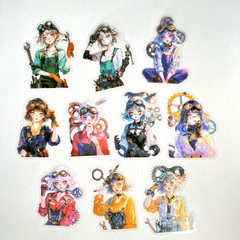 Holographic Steampunk Mechanic Stickers Anime Junk Journal Collage Scrapbooking