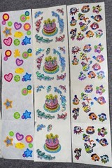 Vintage Sandylion Sticker Sheet Lot Sneakers Mardi Gras Buttons Birthday Clowns