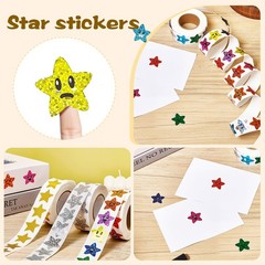 1000Pcs Smiley Face Star Stickers – 1 Inch Self-Adhesive Glitter Foil Sticker…