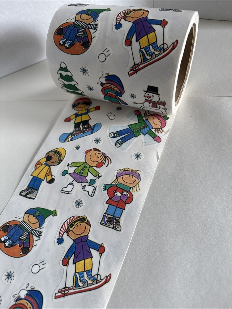 Me & My Big Ideas Winter Kids Sticker ROLL Scrapbook Stickers Snowman Snow Ski