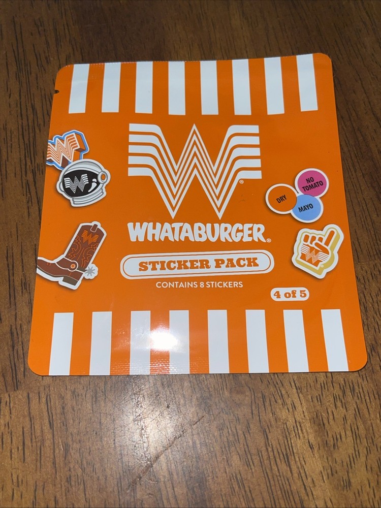 Whataburger Sticker Pack 4 of 5 Collectible 2026 Kids Meal Toy 8 Stickers Sealed