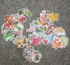 100 Christmas & Animal Cartoon Stickers For Scrappbooking Lot, Colorful Theme