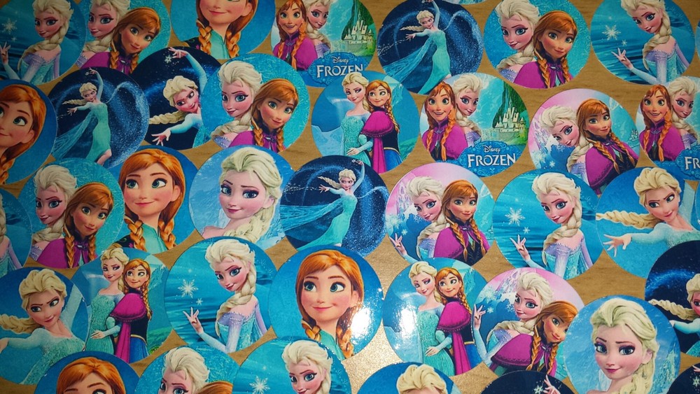 SET of 120-1″ PRECUT «FROZEN» BOTTLE CAP IMAGES. Hairbows,Scrapbooking Elsa/Anna