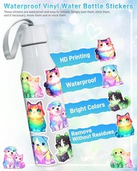 100 Pcs Holographic Rainbow Dog and Cat Stickers 2 in, Pet Designs(100pcs)