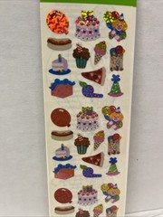 Vintage Sandylion Prismatic Birthday Party Clown Cake Pizza Hotdogs Stickers