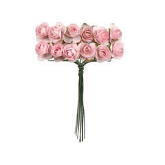 120 pcs Mini Paper Flowers,Mulberry Paper 1/2″ Artificial Rose Flower with Stem
