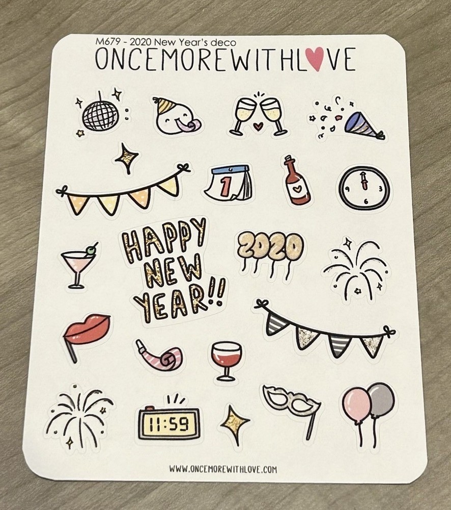 NEW Once More With Love ❤️ Happy New Year 2020 Sticker Sheet OMWL Stickers
