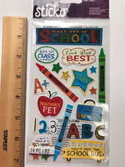 EK Success Sticko School Scrapbook Stickers Lot Sports Clubs Pencils Bus