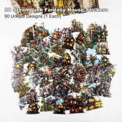 90PCS Gear Cabin PET Stickers – Steampunk Fantasy House Sticker for Scrapbook Jo