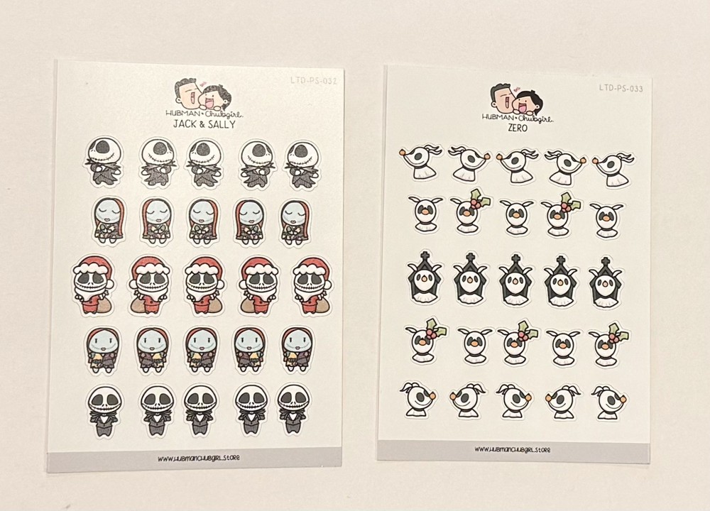 Hubman and Chubgirl The Nightmare Before Christmas Planner Sticker Set of 2 NEW