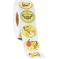 Bee Sticker Roll – 1000 Count, 1.5 in Round, Multicolor – Self-Adhesive Bumbl…
