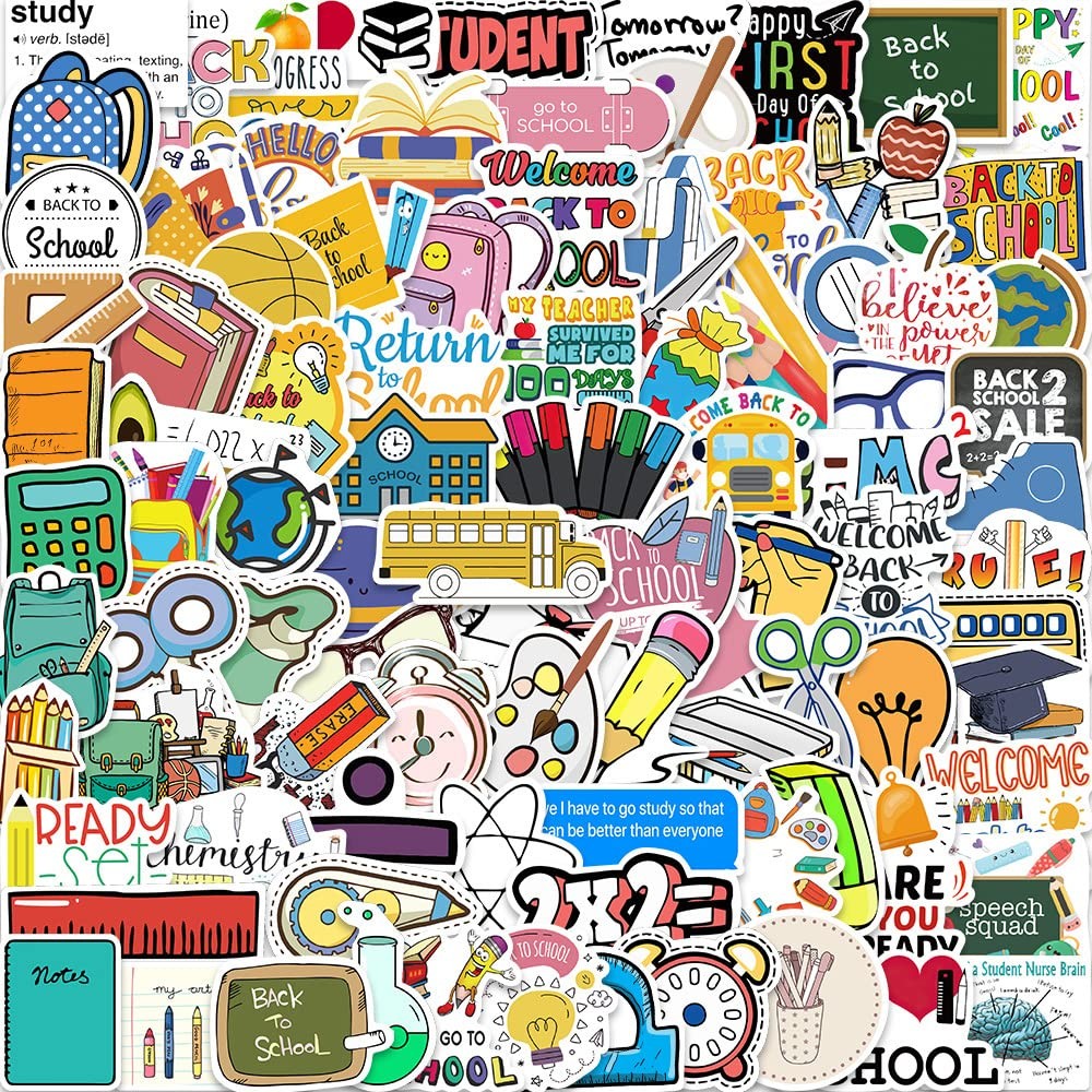 200pcs Back to School Stickers – Kids Stickers for School Scrapbook, Water Bo…