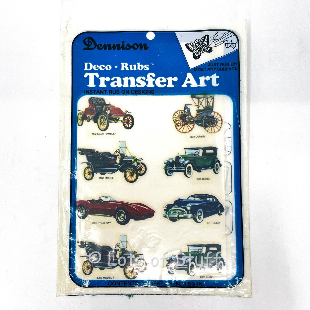 Dennison Deco-Rub Transfer Art No.80-005 Vintage Vehicles ©1978 Sealed