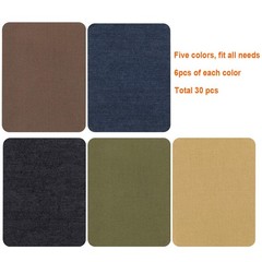 30 PCS Iron-On Denim Patches for Clothing & Jeans Repair – 5 Colors, 4.9×3.7″