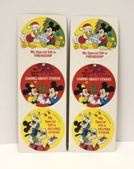 Vintage Walt Disney Christmas Stickers Mickey Minnie Goofy And Donald Lot Of 6