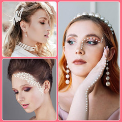 7 Sizes Self Adhesive White AB Hair Pearl Stickers, 2032 Pieces Stick on Pearls