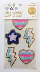 Peel & Stick Patches Fuzzy Stickers by Craft Smith Hearts Star Lightning Bolts