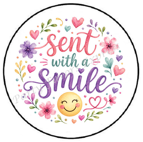 SENT WITH A SMILE ENVELOPE SEALS LABELS STICKERS PARTY FAVORS