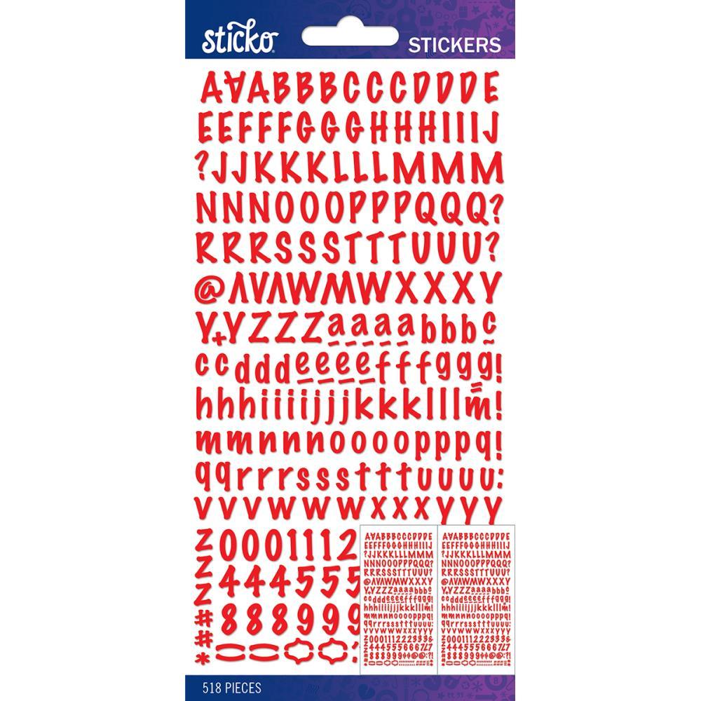 Scrapbooking Crafts Stickers Sticko Small Marker Alphabet Numbers Red X2 Sheets