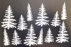 15 SML EVERGREEN TREES cardstock paper die cut embellishments