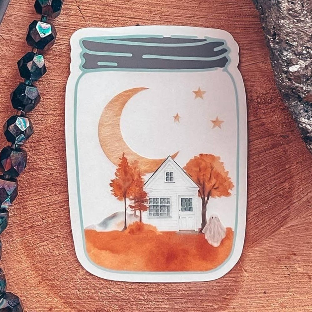 Spooky Vibes Sticker – Ghost Fall Landscape – Vinyl
