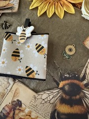 Bee Honey Junk Journal Kit Ephemera Tags Tickets Stickers Sunflower Vintage