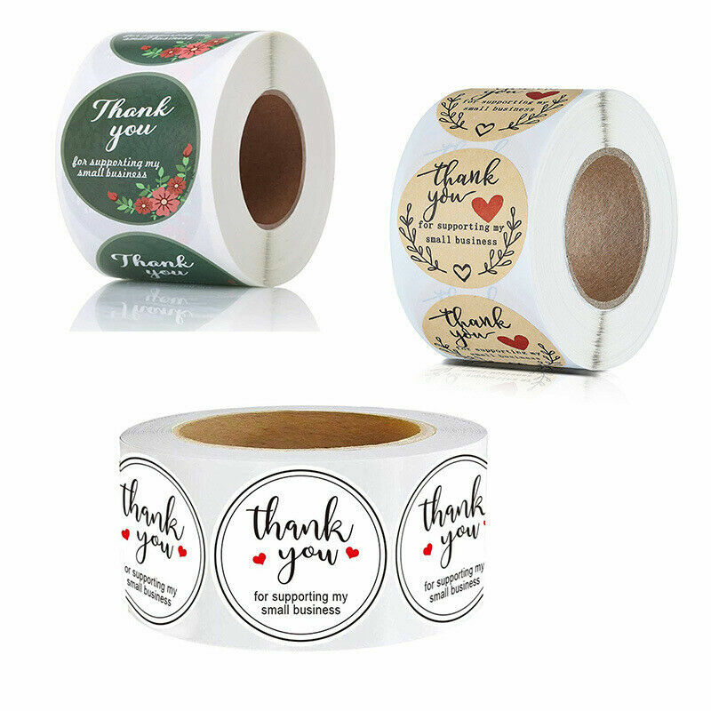 1000 Round Kraft Paper Thank You for Supporting My Small Business Stickers Label