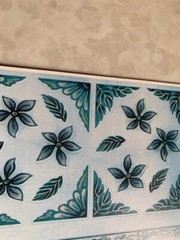 MEMORIES MAGENTA STYLE STICKERS 11”x9” FLOWERS SQUARES BORDERS TEAL BLUE 46PCS