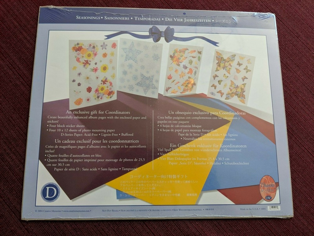 New Creative Memories SEASONINGS 10 x 12″ Paper and Block Sticker Pack Four Each