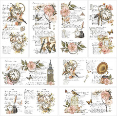 Flower Rub on Transfers for Crafts – 8 Sheets Vintage Floral Furniture Decals Bu