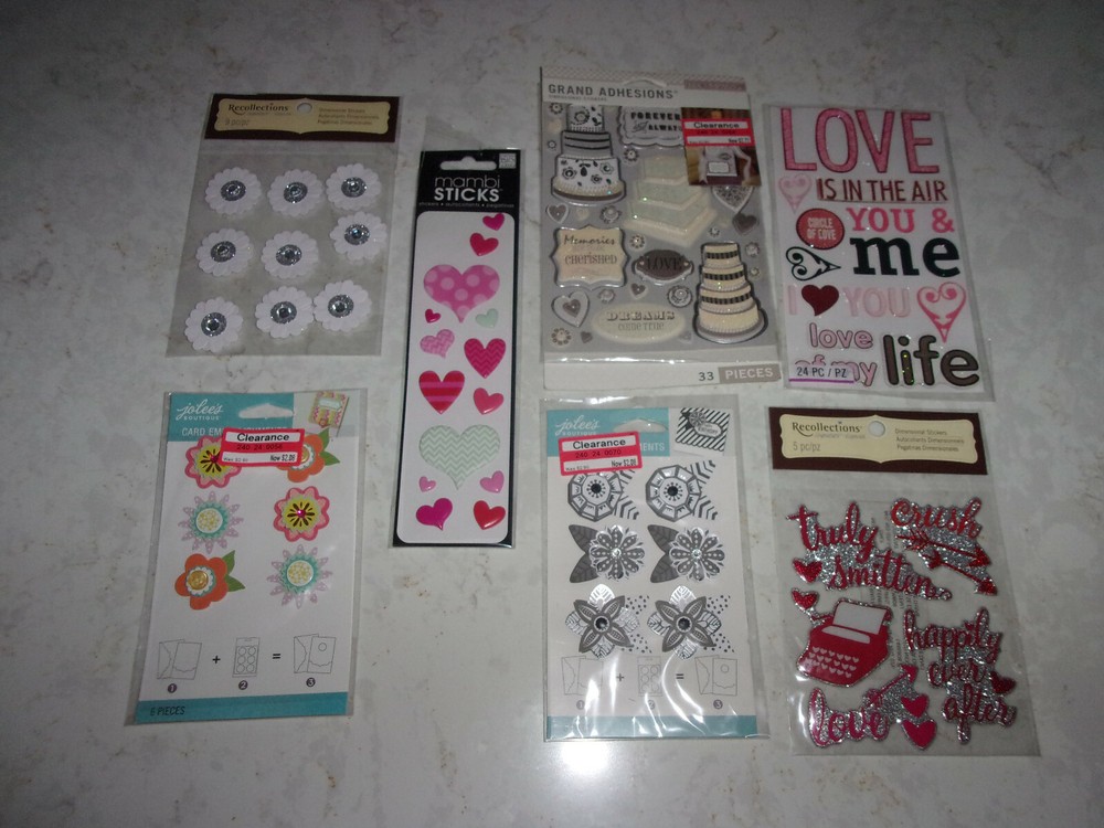 NEW LOT LOVE, WEDDING, FLOWER DIMENSIONAL STICKERS – 3D, JOLEE’S, RECOLLECTIONS